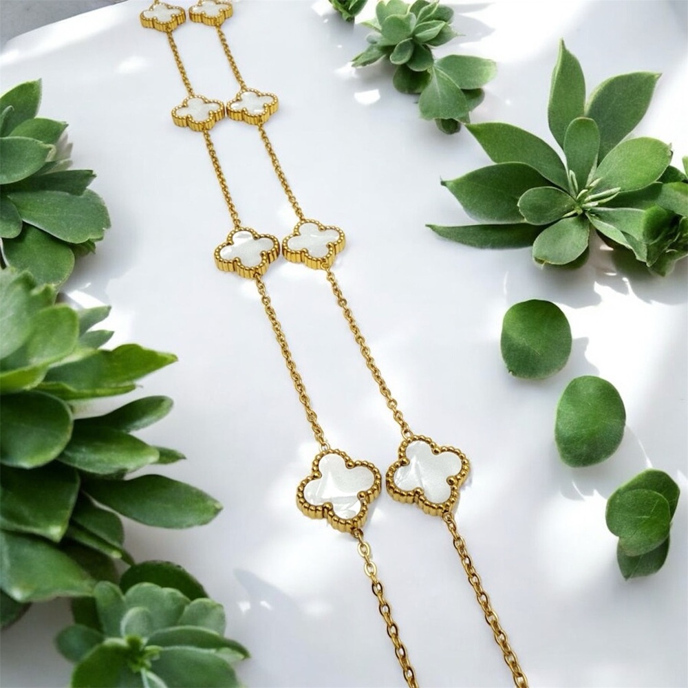 Last 1 🔥 Clover Necklace Gold Mother of Pearl Double Sided Stainless Steel - Picture 9 of 13